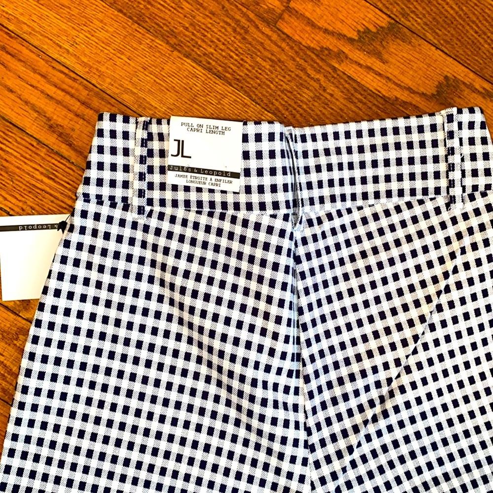 JL JULES & LEOPOLD S/P blue and white stretch pull on check/ plaid trouser